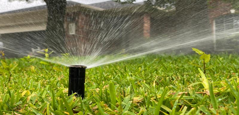 Consider ways to maintain your landscaping while making the best use of precious water supplies, such as checking sprinkler heads regularly. Photo credit: Texas Water Development Board